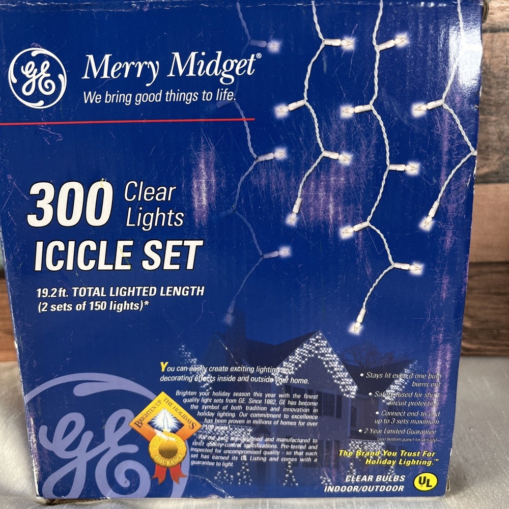 New Vintage 2002 MERRY‎ MIDGET 300 Icicle Style Christmas Lights 19.2ft